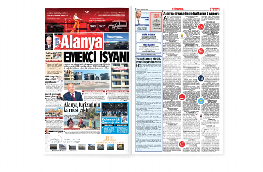 Full-page newspaper coverage of the Alanya tourism NLP study